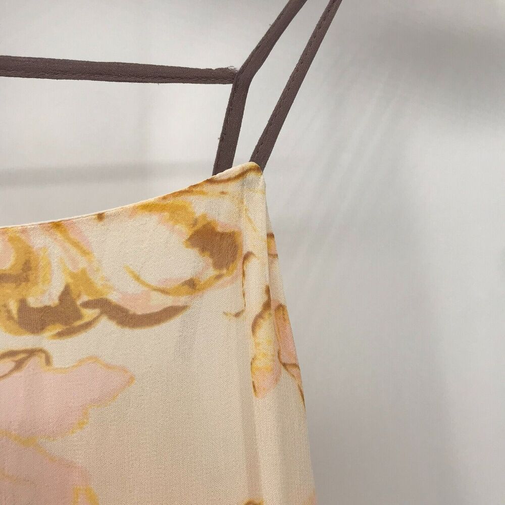 Anthropologie HD In Paris Cami Tank Top Womens Small Peach Yellow Floral Peplum - Picture 3 of 12